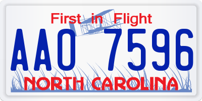 NC license plate AAO7596