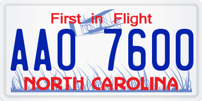 NC license plate AAO7600