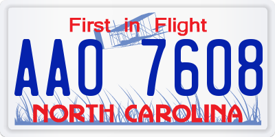 NC license plate AAO7608