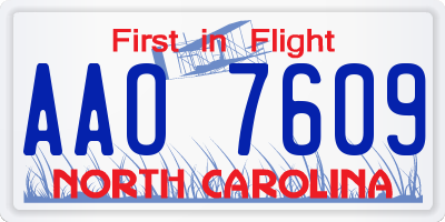 NC license plate AAO7609