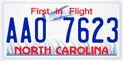 NC license plate AAO7623