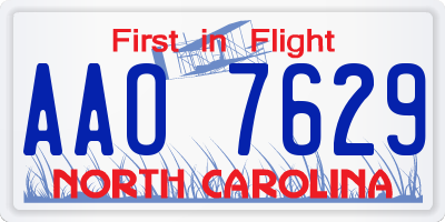 NC license plate AAO7629