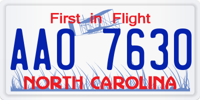 NC license plate AAO7630