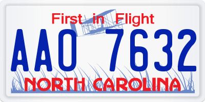 NC license plate AAO7632