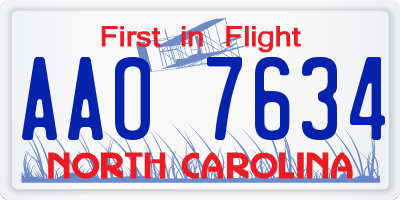 NC license plate AAO7634