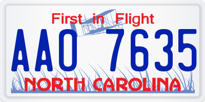 NC license plate AAO7635