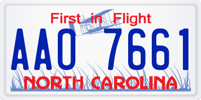 NC license plate AAO7661