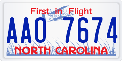 NC license plate AAO7674
