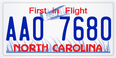 NC license plate AAO7680