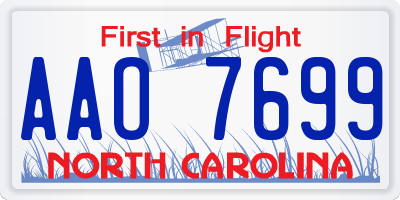 NC license plate AAO7699