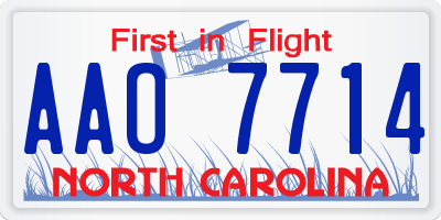 NC license plate AAO7714