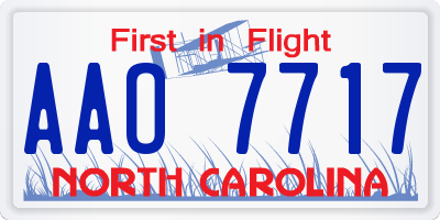 NC license plate AAO7717