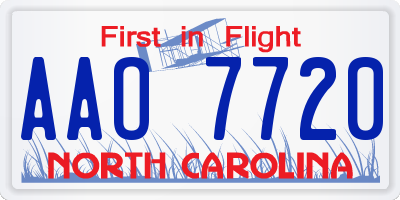 NC license plate AAO7720