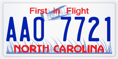 NC license plate AAO7721
