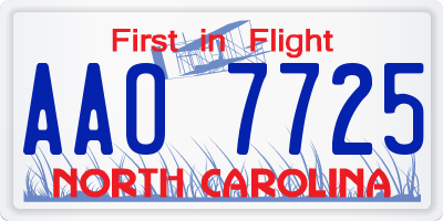 NC license plate AAO7725