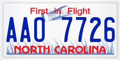 NC license plate AAO7726