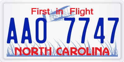 NC license plate AAO7747