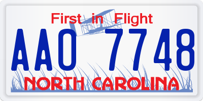 NC license plate AAO7748