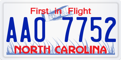 NC license plate AAO7752