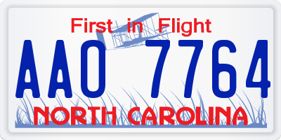 NC license plate AAO7764