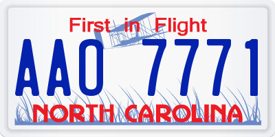 NC license plate AAO7771