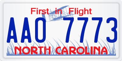NC license plate AAO7773