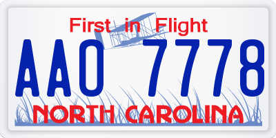 NC license plate AAO7778