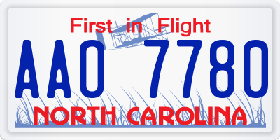 NC license plate AAO7780