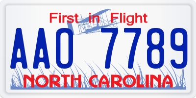 NC license plate AAO7789