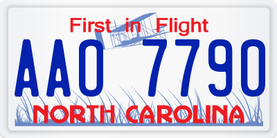 NC license plate AAO7790