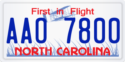 NC license plate AAO7800