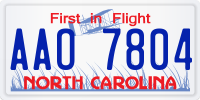 NC license plate AAO7804