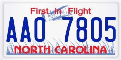 NC license plate AAO7805