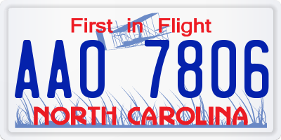 NC license plate AAO7806