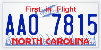 NC license plate AAO7815