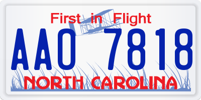 NC license plate AAO7818