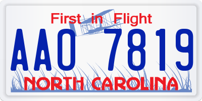 NC license plate AAO7819
