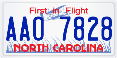NC license plate AAO7828