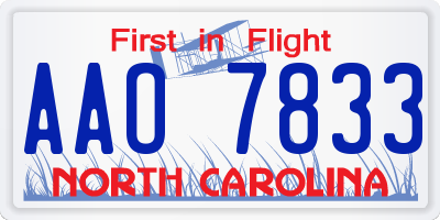 NC license plate AAO7833