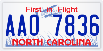 NC license plate AAO7836