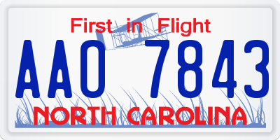 NC license plate AAO7843