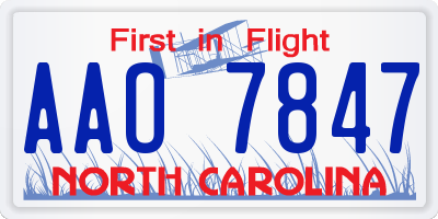 NC license plate AAO7847