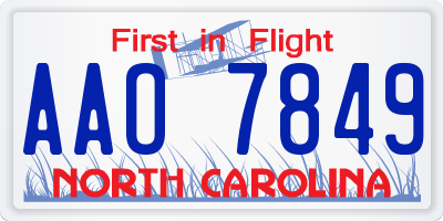 NC license plate AAO7849