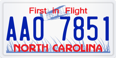 NC license plate AAO7851