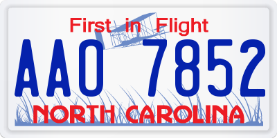 NC license plate AAO7852