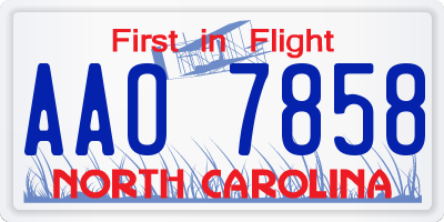 NC license plate AAO7858