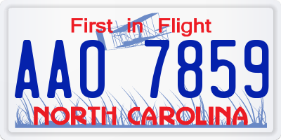 NC license plate AAO7859