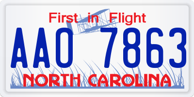 NC license plate AAO7863