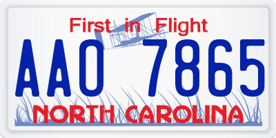 NC license plate AAO7865