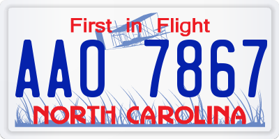 NC license plate AAO7867
